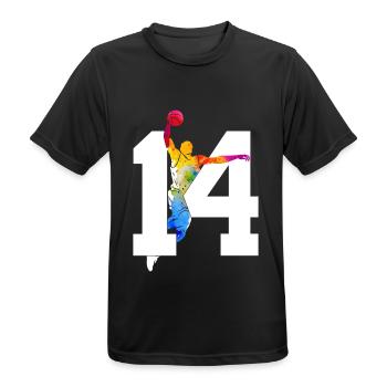 NUMBER 14 BASKETBALL 14TH BIRTHDAY - Men's Breathable T-Shirt - black - Front - AI Model Male 178 light (178cm)
