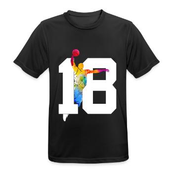 NUMÉRO 18 BASKETBALL 18E ANNIVERSAIRE - T-shirt respirant Homme - noir - Devant - AI Model Male 178 light (178cm)