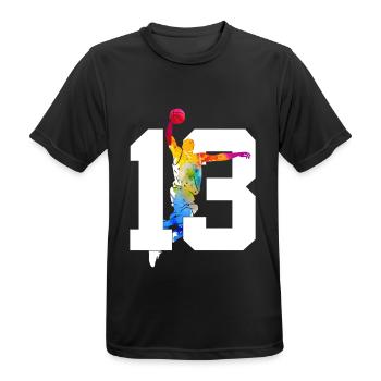 NUMMER 13 BASKETBALL 13. GEBURTSTAG - Männer T-Shirt atmungsaktiv - Schwarz - Vorne - AI Model Male 178 light (178cm)