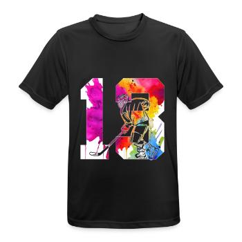 NUMMER 13 EISHOCKEY 13. GEBURTSTAG - Männer T-Shirt atmungsaktiv - Schwarz - Vorne - AI Model Male 178 light (178cm)