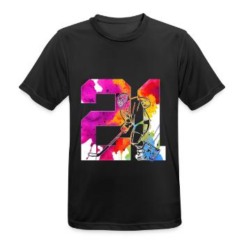 NUMMER 21 EISHOCKEY 21. GEBURTSTAG - Männer T-Shirt atmungsaktiv - Schwarz - Vorne - AI Model Male 178 light (178cm)