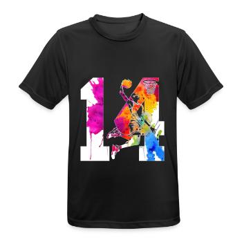 14TH BIRTHDAY BASKETBALL NUMBER 14 - Men's Breathable T-Shirt - black - Front - AI Model Male 178 light (178cm)