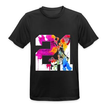 21E ANNIVERSAIRE BASKET-BALL NUMÉRO 21 - T-shirt respirant Homme - noir - Devant - AI Model Male 178 light (178cm)