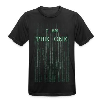 Matrix letter I am the one - Men's Breathable T-Shirt - black - Front - AI Model Male 178 light (178cm)