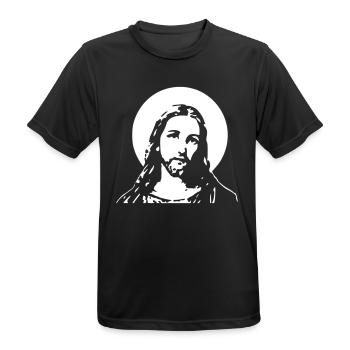 jesus Mond - Männer T-Shirt atmungsaktiv - Schwarz - Vorne - AI Model Male 178 light (178cm)