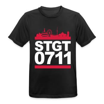 STGT 0711 - Männer T-Shirt atmungsaktiv - Schwarz - Vorne - AI Model Male 178 light (178cm)