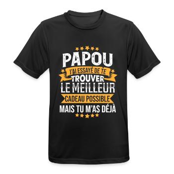 Papou Cadeau Noël Original Meilleur Grand Père - T-shirt respirant Homme - noir - Devant - AI Model Male 178 light (178cm)
