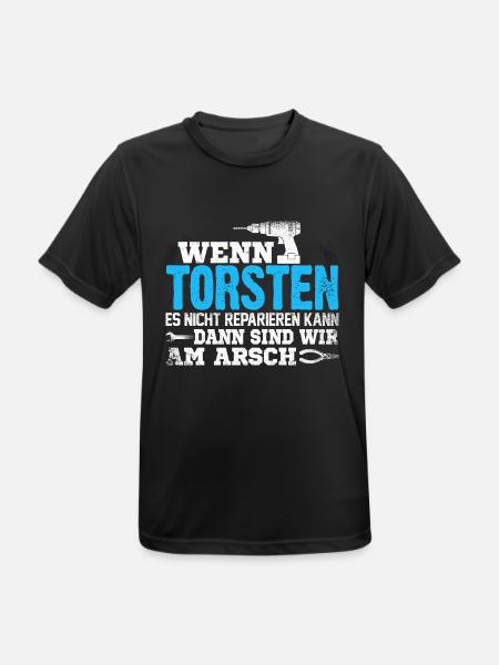 TORSTEN - kann es reparieren - Männer T-Shirt atmungsaktiv - Schwarz