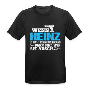 HEINZ - kann es reparieren - Männer T-Shirt atmungsaktiv - Schwarz - Vorne - AI Model Male 178 light (178cm)