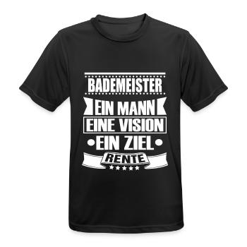 BADEMEISTER - Männer T-Shirt atmungsaktiv - Schwarz - Vorne - AI Model Male 178 light (178cm)