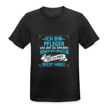 PFLEGER - Männer T-Shirt atmungsaktiv - Schwarz - Vorne - AI Model Male 178 light (178cm)