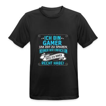 GAMER - Männer T-Shirt atmungsaktiv - Schwarz - Vorne - AI Model Male 178 light (178cm)