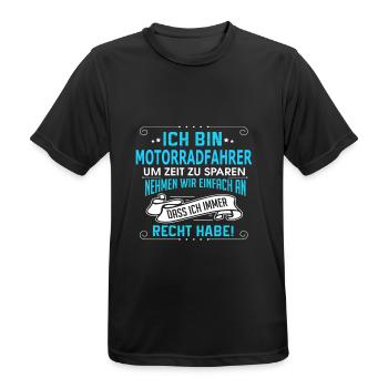 MOTORRADFAHRER - Männer T-Shirt atmungsaktiv - Schwarz - Vorne - AI Model Male 178 light (178cm)