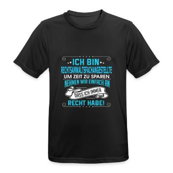RECHTSANWALTSFACHANGESTELLTE - Männer T-Shirt atmungsaktiv - Schwarz - Vorne - AI Model Male 178 light (178cm)