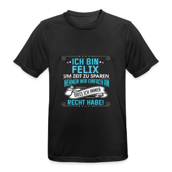 FELIX - Männer T-Shirt atmungsaktiv - Schwarz - Vorne - AI Model Male 178 light (178cm)