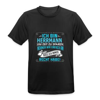 HERRMANN - Männer T-Shirt atmungsaktiv - Schwarz - Vorne - AI Model Male 178 light (178cm)
