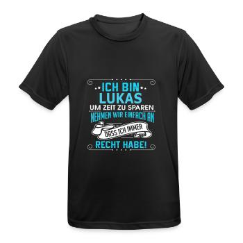 LUKAS - Männer T-Shirt atmungsaktiv - Schwarz - Vorne - AI Model Male 178 light (178cm)