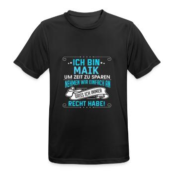 MAIK - Männer T-Shirt atmungsaktiv - Schwarz - Vorne - AI Model Male 178 light (178cm)