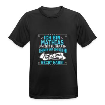 MATHIAS - Männer T-Shirt atmungsaktiv - Schwarz - Vorne - AI Model Male 178 light (178cm)