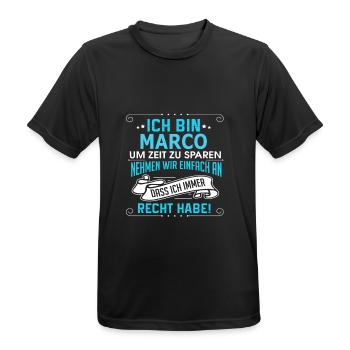 MARCO - Männer T-Shirt atmungsaktiv - Schwarz - Vorne - AI Model Male 178 light (178cm)