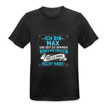 MAX - Männer T-Shirt atmungsaktiv - Schwarz - Vorne - AI Model Male 178 light (178cm)