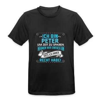 PETER - Männer T-Shirt atmungsaktiv - Schwarz - Vorne - AI Model Male 178 light (178cm)