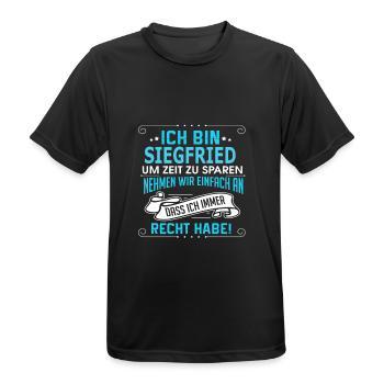 SIEGFRIED - Männer T-Shirt atmungsaktiv - Schwarz - Vorne - AI Model Male 178 light (178cm)