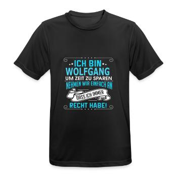 WOLFGANG - Männer T-Shirt atmungsaktiv - Schwarz - Vorne - AI Model Male 178 light (178cm)