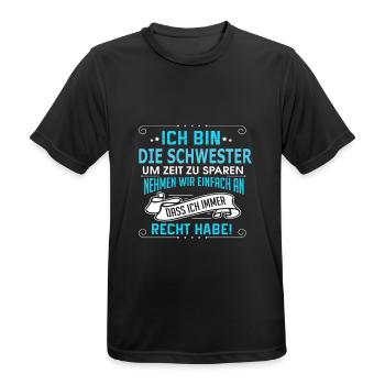 DIE SCHWESTER - Männer T-Shirt atmungsaktiv - Schwarz - Vorne - AI Model Male 178 light (178cm)