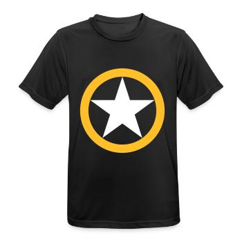 AVM STAR WHITE YELLOW NO CUT v002 - Männer T-Shirt atmungsaktiv - Schwarz - Vorne - AI Model Male 178 light (178cm)