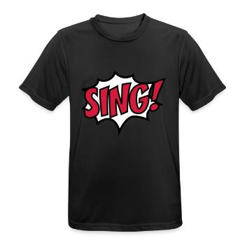sing - Men's Breathable T-Shirt - black - Front - AI Model Male 178 light (178cm)