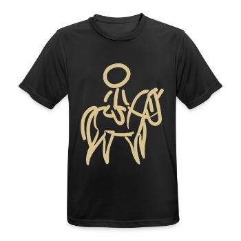 Reiterin auf Pferd Reiter Minimalist Minimalismus - Männer T-Shirt atmungsaktiv - Schwarz - Vorne - AI Model Male 178 light (178cm)