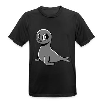 seehund süss - Männer T-Shirt atmungsaktiv - Schwarz - Vorne - AI Model Male 178 light (178cm)