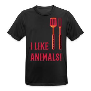 I Like Animals! (Grillbesteck / 3C) - Männer T-Shirt atmungsaktiv - Schwarz - Vorne - AI Model Male 178 light (178cm)