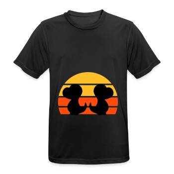 Zwei Dinosaurierbabys vor Halbsonne - Männer T-Shirt atmungsaktiv - Schwarz - Vorne - AI Model Male 178 light (178cm)
