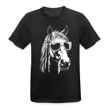 Pferd Sonnenbrille - Männer T-Shirt atmungsaktiv - Schwarz - Vorne - AI Model Male 178 light (178cm)