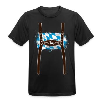 Lederhose & Bayern Flagge - Männer T-Shirt atmungsaktiv - Schwarz - Vorne - AI Model Male 178 light (178cm)