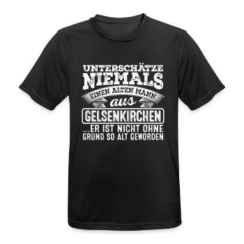 Der alte Mann aus GELSENKIRCHEN - Männer T-Shirt atmungsaktiv - Schwarz - Vorne - AI Model Male 178 light (178cm)