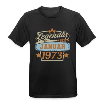 Legendär seit Januar 1973 Retro Geburtstag Sprüche - Männer T-Shirt atmungsaktiv - Schwarz - Vorne - AI Model Male 178 light (178cm)