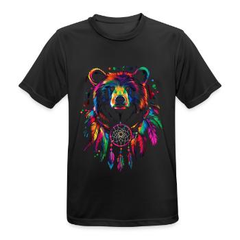 Ours avec attrape-rêves - T-shirt respirant Homme - noir - Devant - AI Model Male 178 light (178cm)