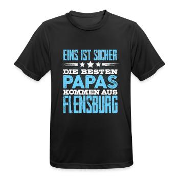 FLENSBURG - Papa - Männer T-Shirt atmungsaktiv - Schwarz - Vorne - AI Model Male 178 light (178cm)