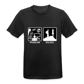 Problem Solved - Mountain hiking - Men's Breathable T-Shirt - black - Front - AI Model Male 178 light (178cm)