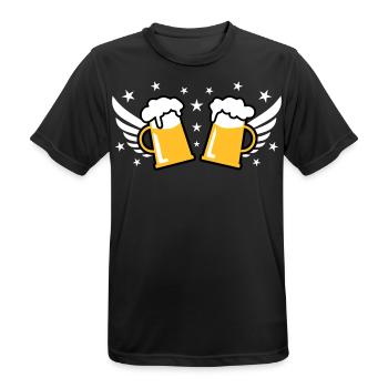 107 Deux 2 masse de bière 2 étoiles de santé - T-shirt respirant Homme - noir - Devant - AI Model Male 178 light (178cm)
