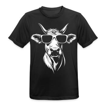 Cool Cow Sunglasses - Men's Breathable T-Shirt - black - Front - AI Model Male 178 light (178cm)