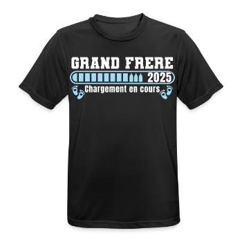 Grand Frère 2025 Cadeau Annonce Naissance 2025 - T-shirt respirant Homme - noir - Devant - AI Model Male 178 light (178cm)