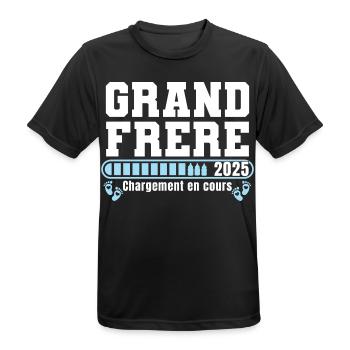 Grand Frère 2025 Cadeau Annonce Naissance Bébé - T-shirt respirant Homme - noir - Devant - AI Model Male 178 light (178cm)