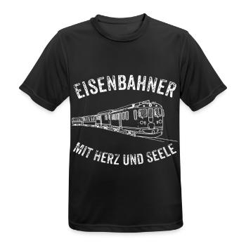 Eisenbahner - Männer T-Shirt atmungsaktiv - Schwarz - Vorne - AI Model Male 178 light (178cm)