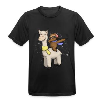 Lama Faultier Weihnachtsgeschenk - Männer T-Shirt atmungsaktiv - Schwarz - Vorne - AI Model Male 178 light (178cm)