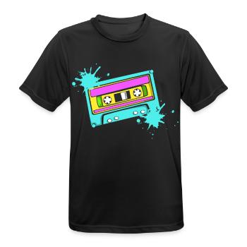 Kassette - Männer T-Shirt atmungsaktiv - Schwarz - Vorne - AI Model Male 178 light (178cm)