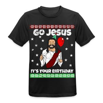 Go Jesus Birthday Team Jesus Weihnachten Lustig - Männer T-Shirt atmungsaktiv - Schwarz - Vorne - AI Model Male 178 light (178cm)